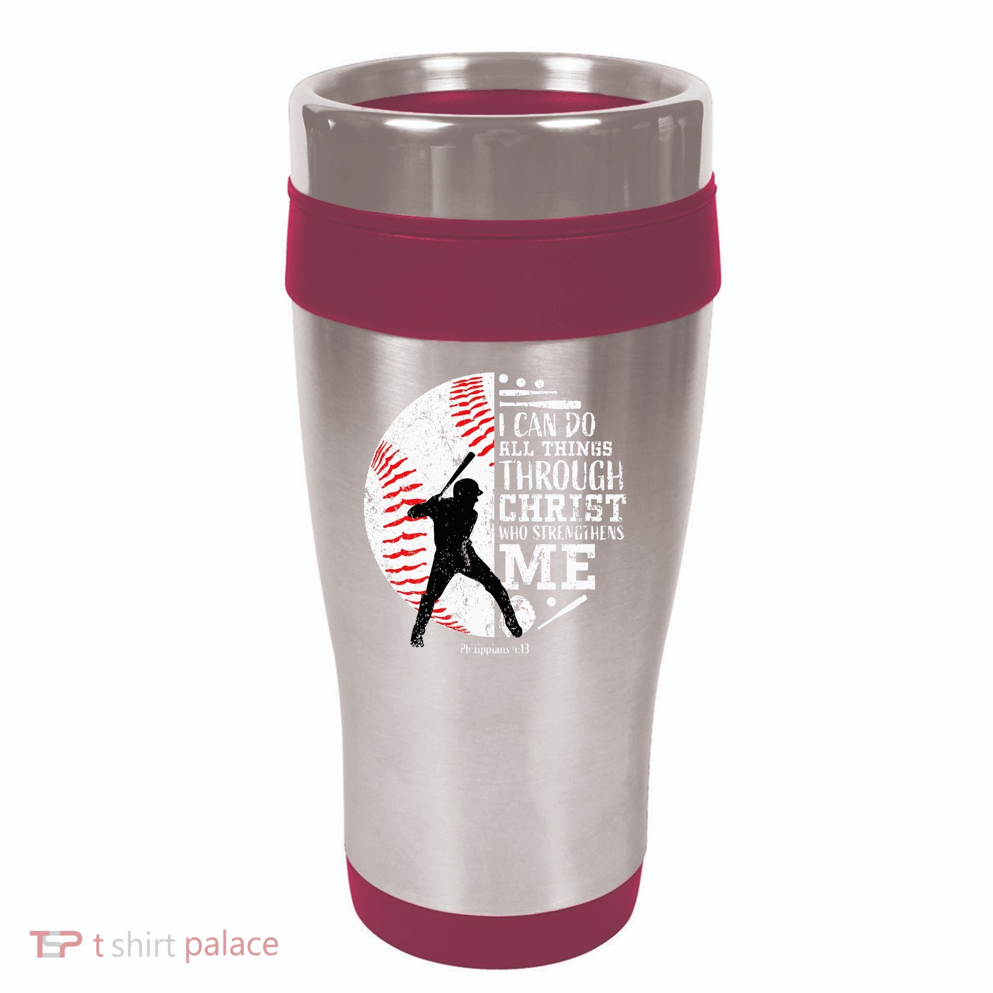 Cool Baseball Player Christian Bible Verse 16oz Travel Tumbler