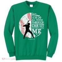 Cool Baseball Player Christian Bible Verse Sweatshirt thumb 0