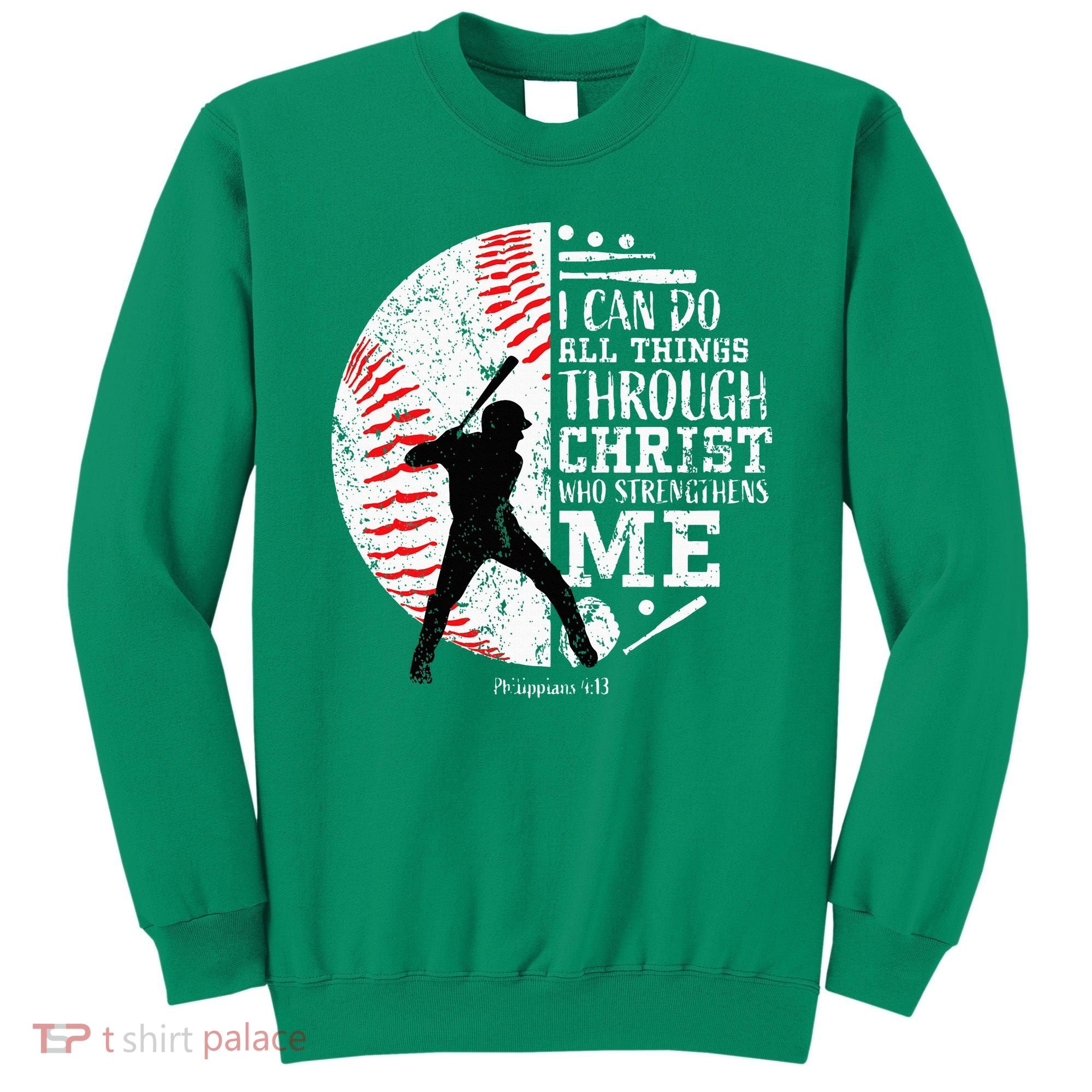 Cool Baseball Player Christian Bible Verse Sweatshirt