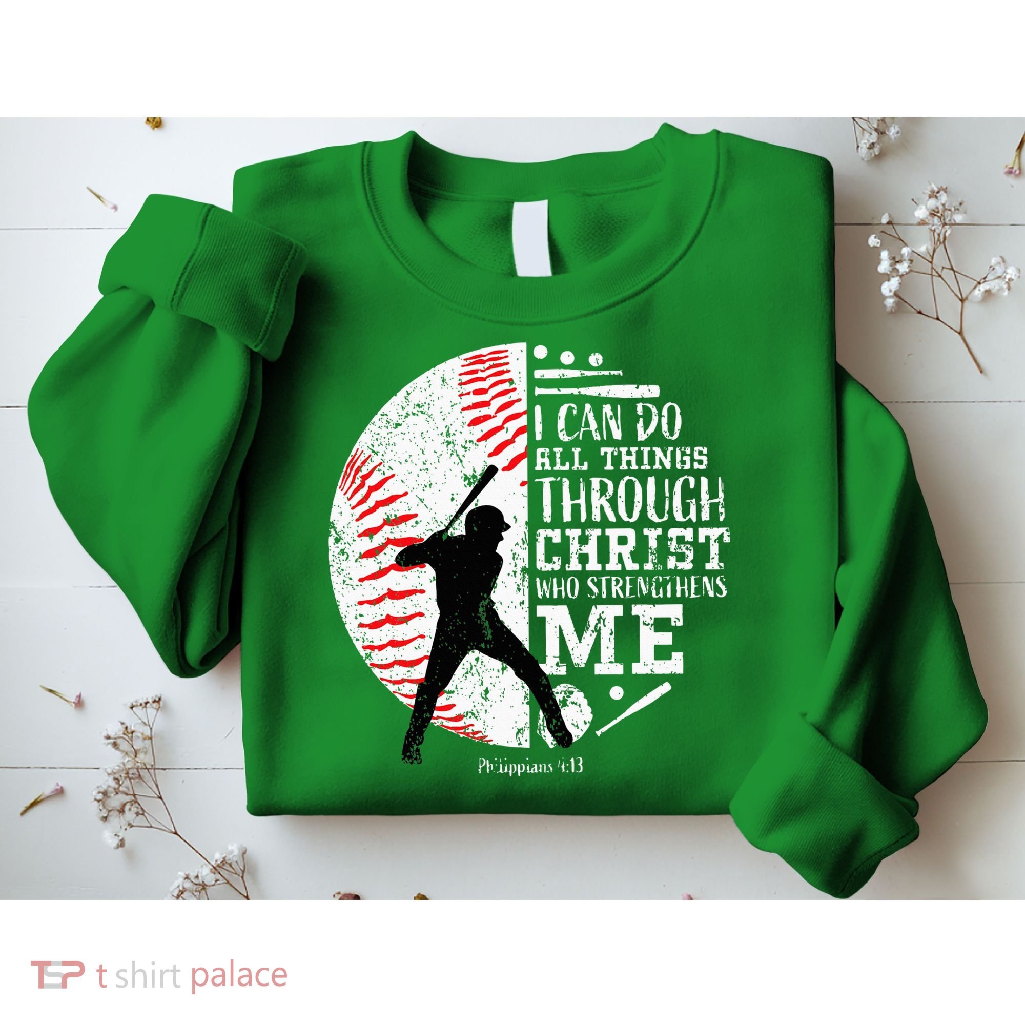 Cool Baseball Player Christian Bible Verse Sweatshirt