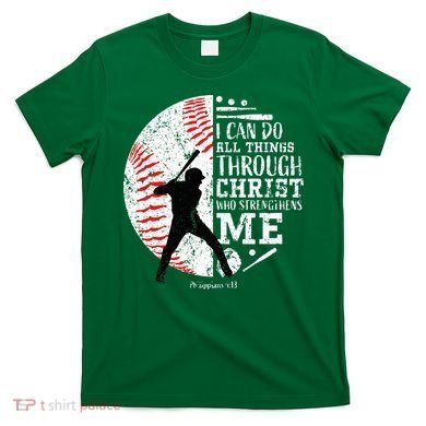 Cool Baseball Player Christian Bible Verse T-Shirt