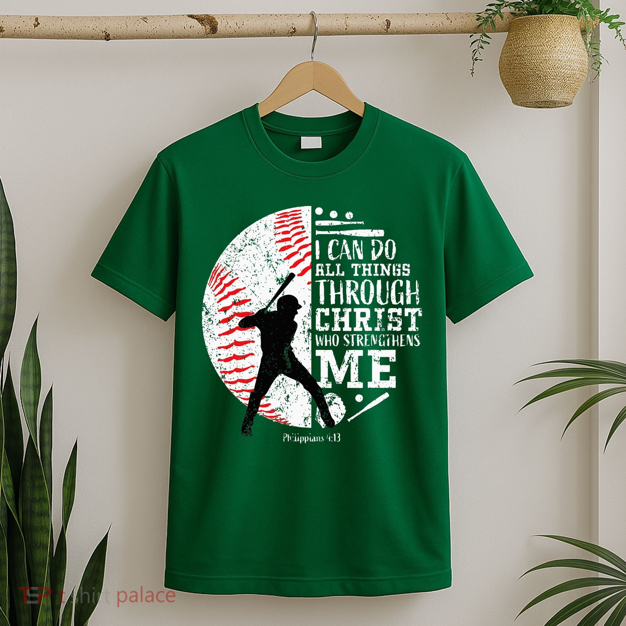 Cool Baseball Player Christian Bible Verse T-Shirt