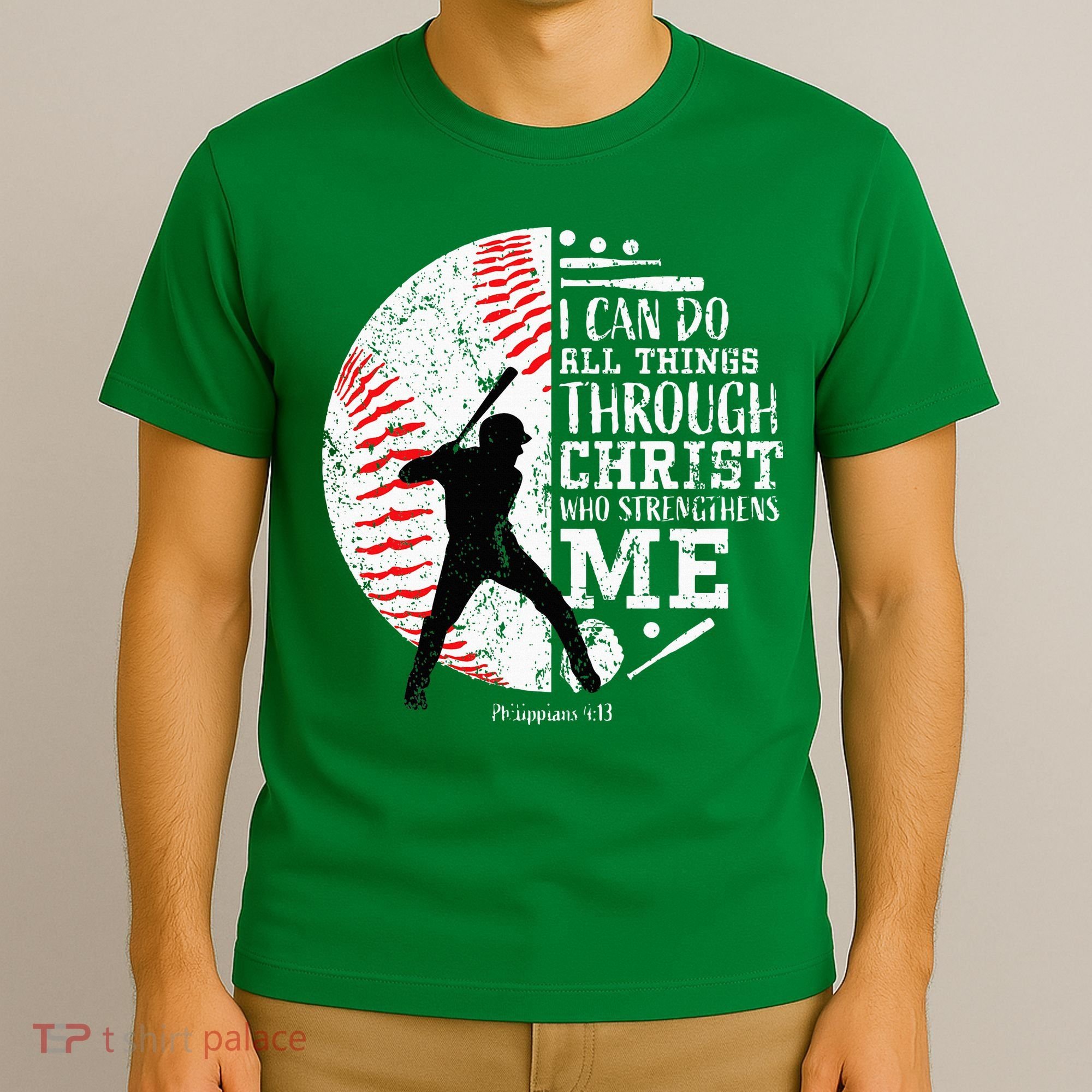 Cool Baseball Player Christian Bible Verse T-Shirt