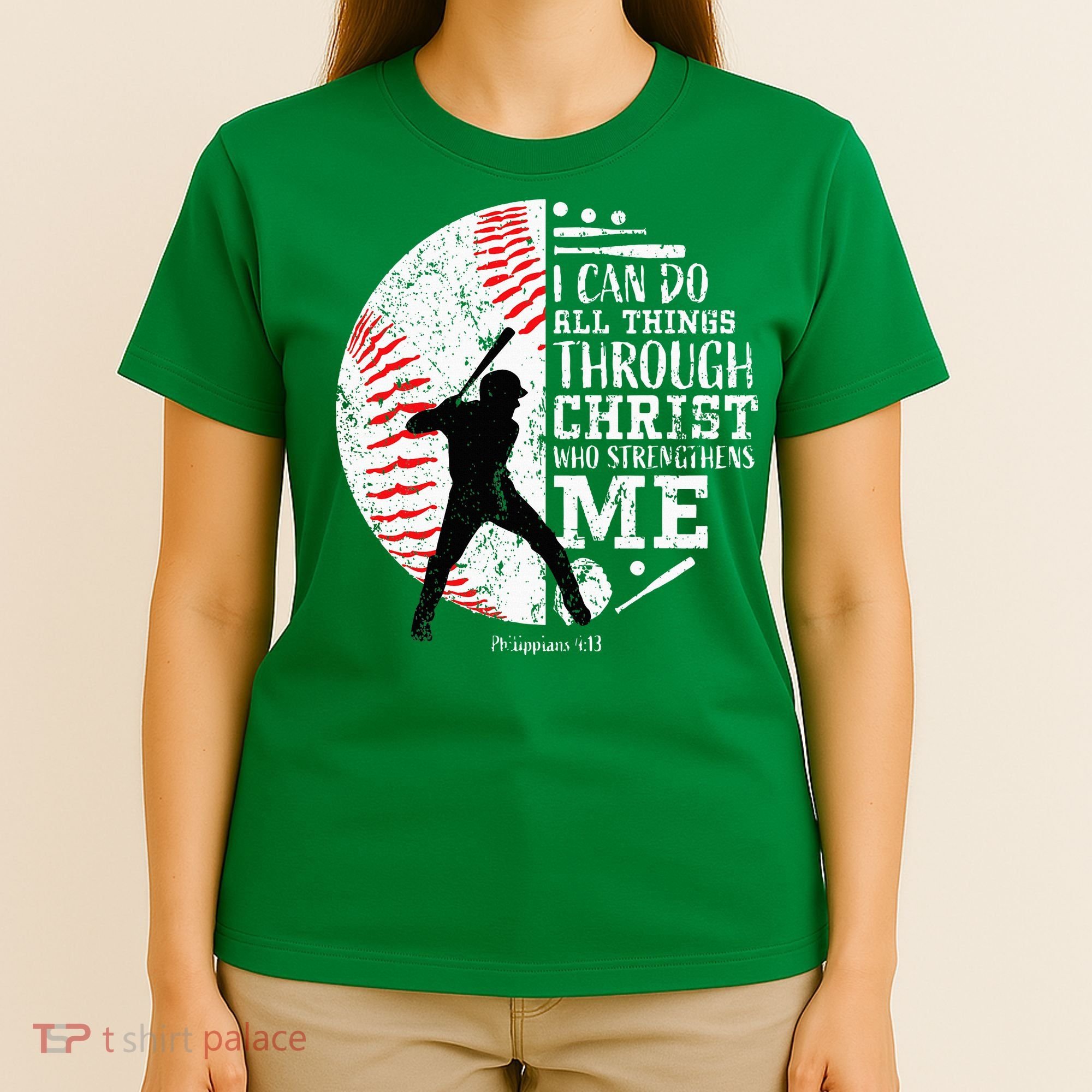 Cool Baseball Player Christian Bible Verse T-Shirt