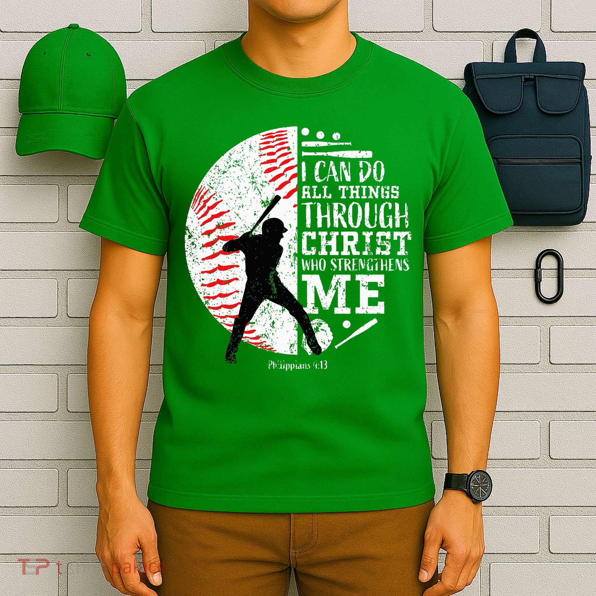Cool Baseball Player Christian Bible Verse T-Shirt