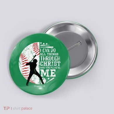 Cool Baseball Player Christian Bible Verse Button
