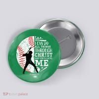 Cool Baseball Player Christian Bible Verse Button thumb 0