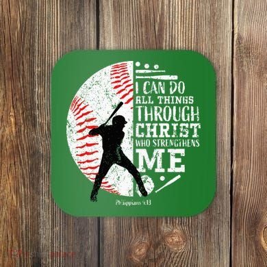 Cool Baseball Player Christian Bible Verse Coaster