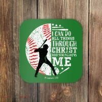 Cool Baseball Player Christian Bible Verse Coaster thumb 0