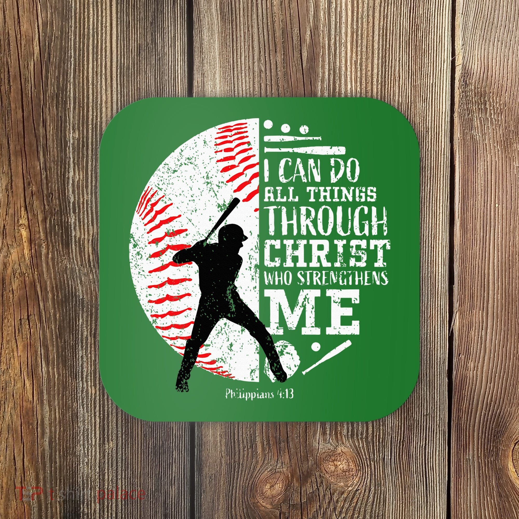 Cool Baseball Player Christian Bible Verse Coaster