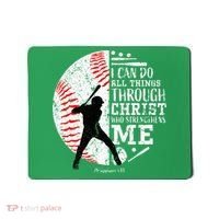 Cool Baseball Player Christian Bible Verse Mousepad thumb 0