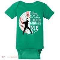 Cool Baseball Player Christian Bible Verse Baby Bodysuit thumb 0