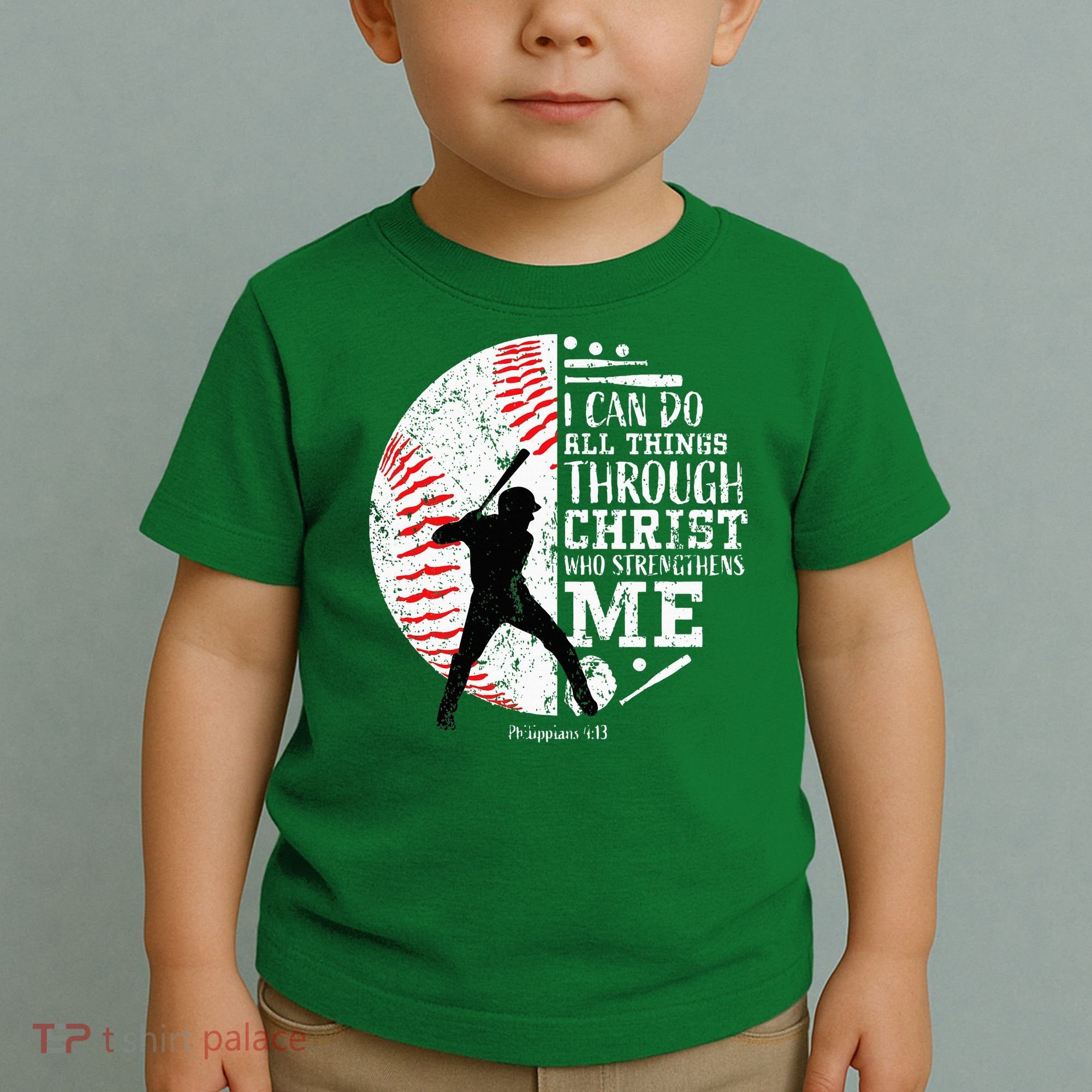 Cool Baseball Player Christian Bible Verse Toddler T-Shirt