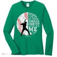 Cool Baseball Player Christian Bible Verse Women's Long Sleeve Shirt thumb 0
