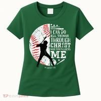 Cool Baseball Player Christian Bible Verse Women's T-Shirt thumb 0