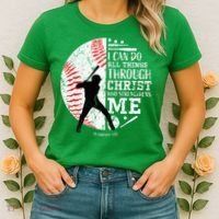 Cool Baseball Player Christian Bible Verse Women's T-Shirt thumb 2