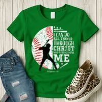 Cool Baseball Player Christian Bible Verse Women's T-Shirt thumb 3