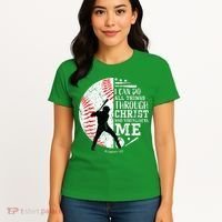Cool Baseball Player Christian Bible Verse Women's T-Shirt thumb 4