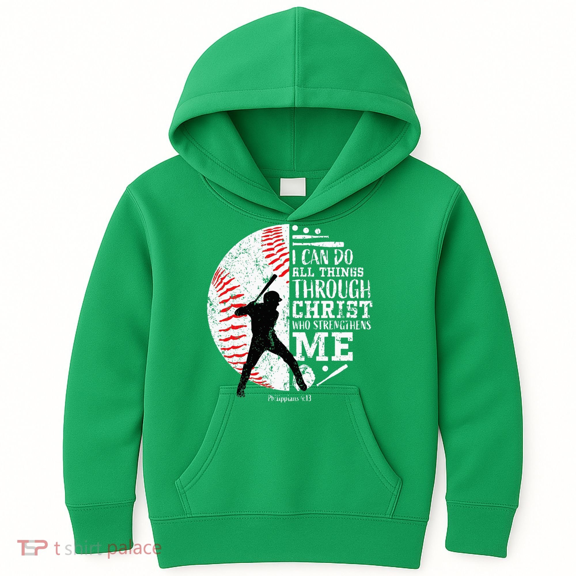 Cool Baseball Player Christian Bible Verse Kids Hoodie