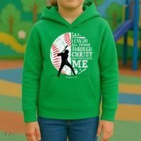 Cool Baseball Player Christian Bible Verse Kids Hoodie thumb 3