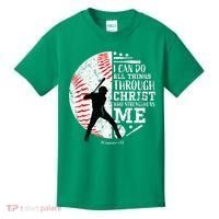 Cool Baseball Player Christian Bible Verse Kids T-Shirt thumb 0