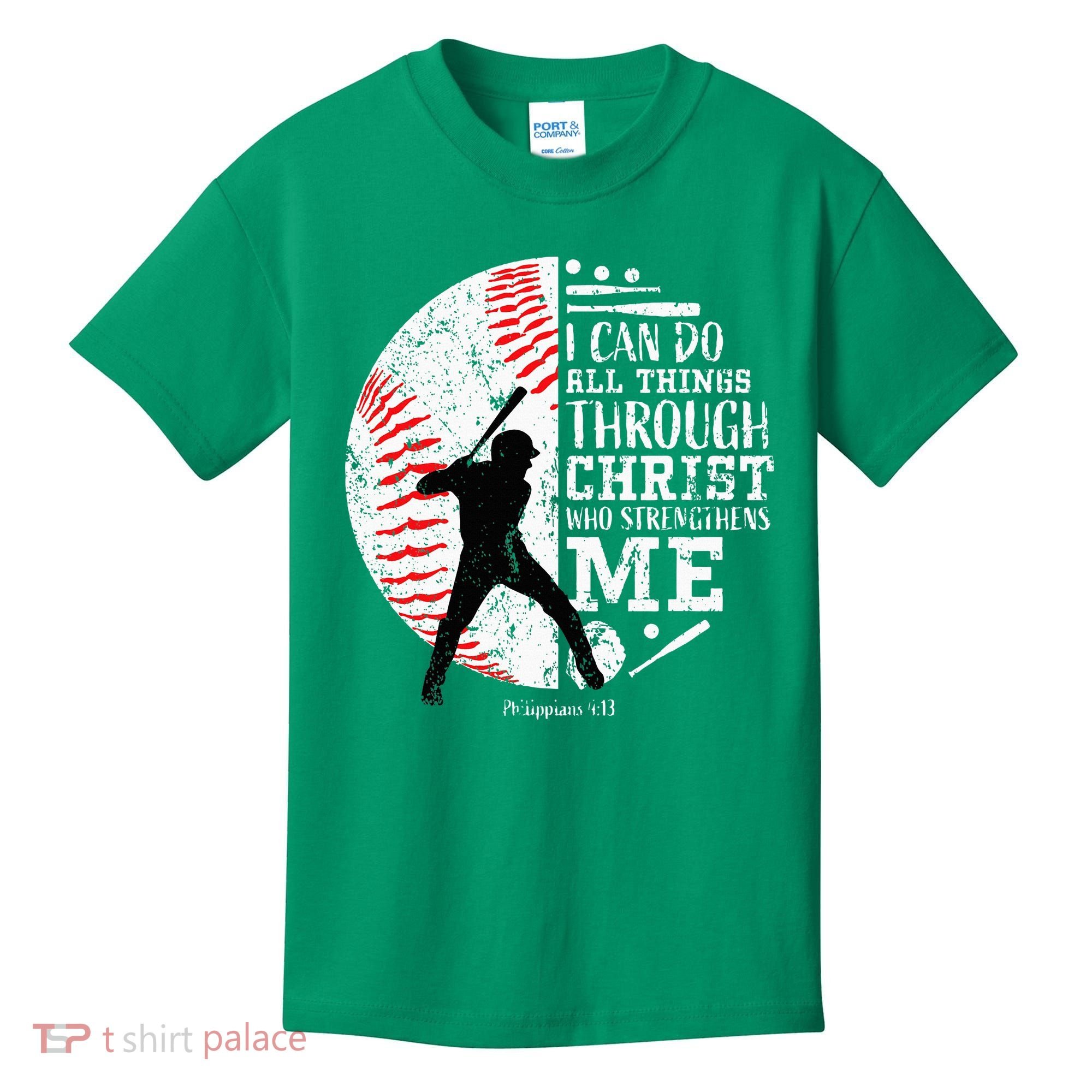 Cool Baseball Player Christian Bible Verse Kids T-Shirt