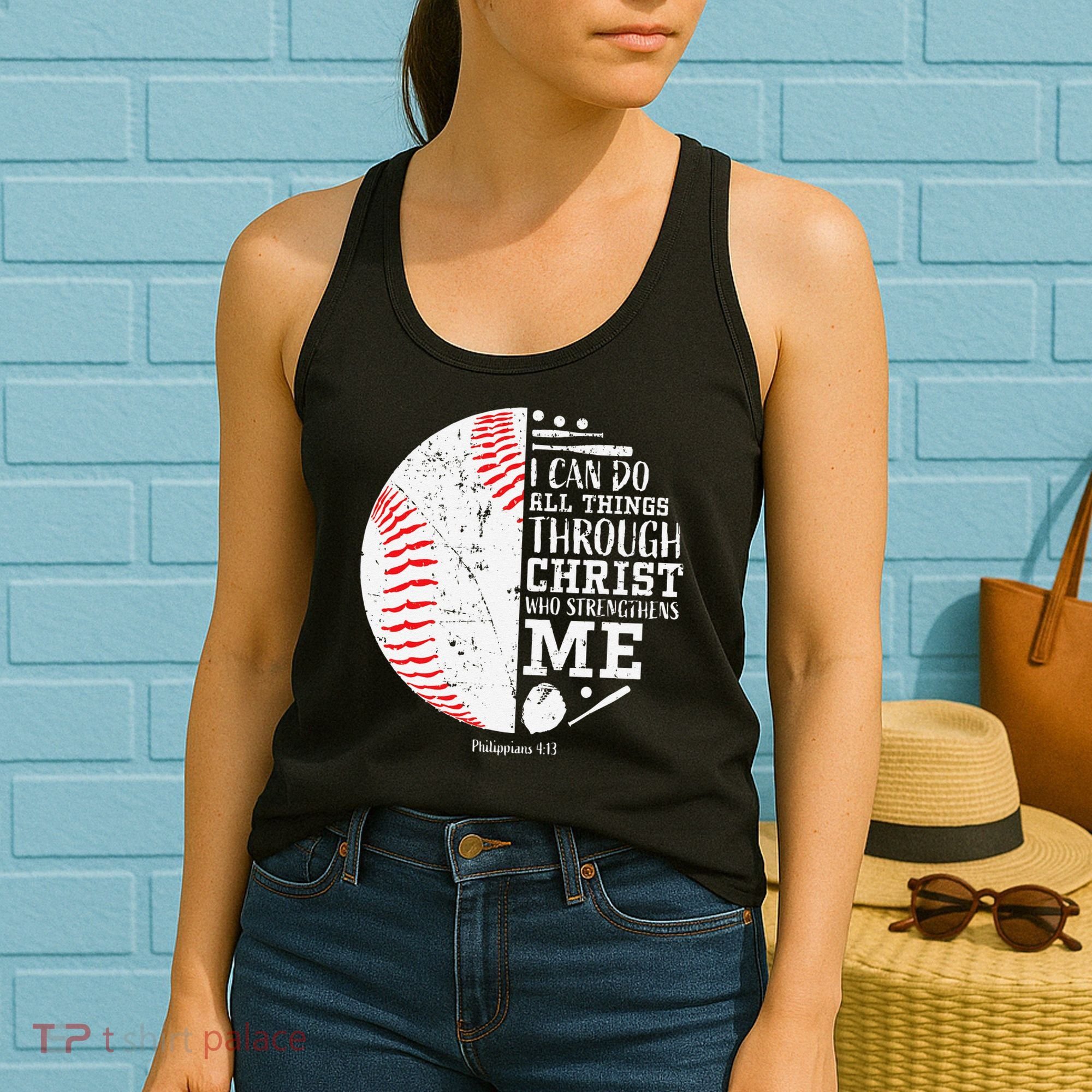 Cool Baseball Player Gifts Christian Bible Verse Women's Tank Top