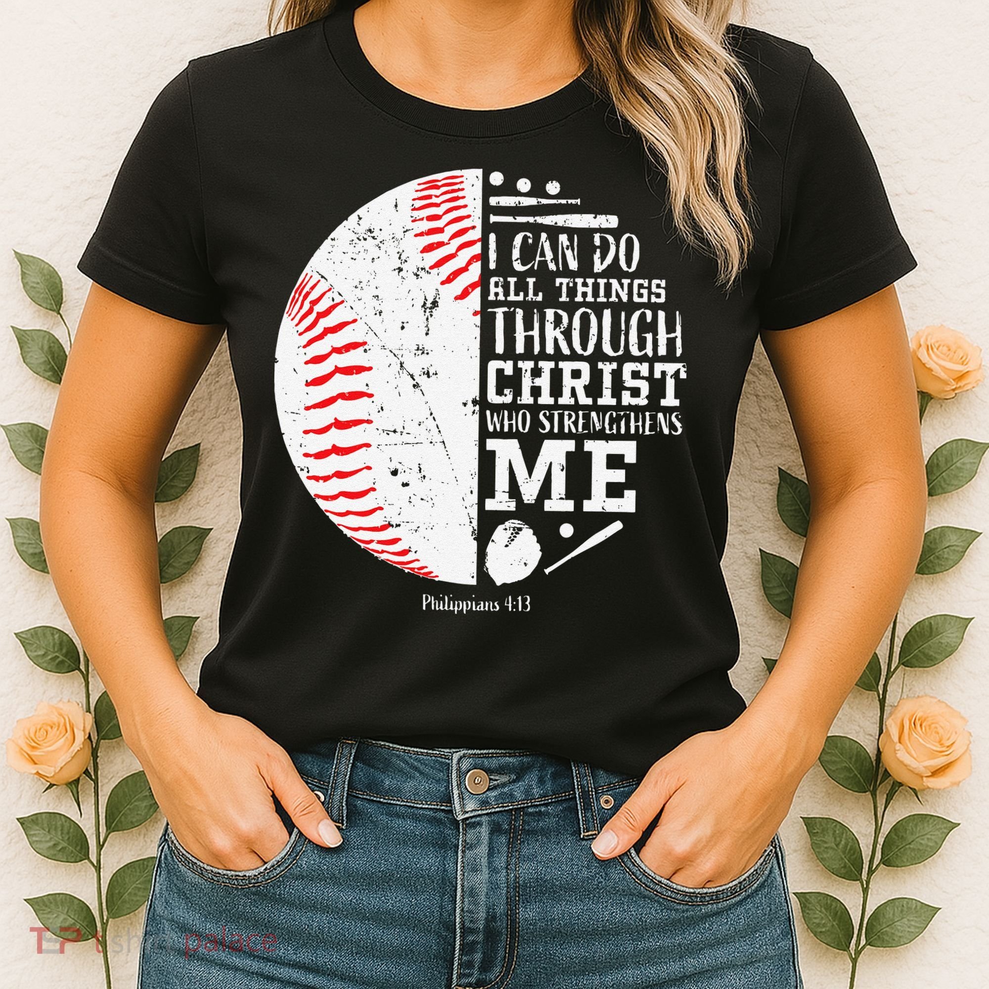 Cool Baseball Player Gifts Christian Bible Verse Women's T-Shirt