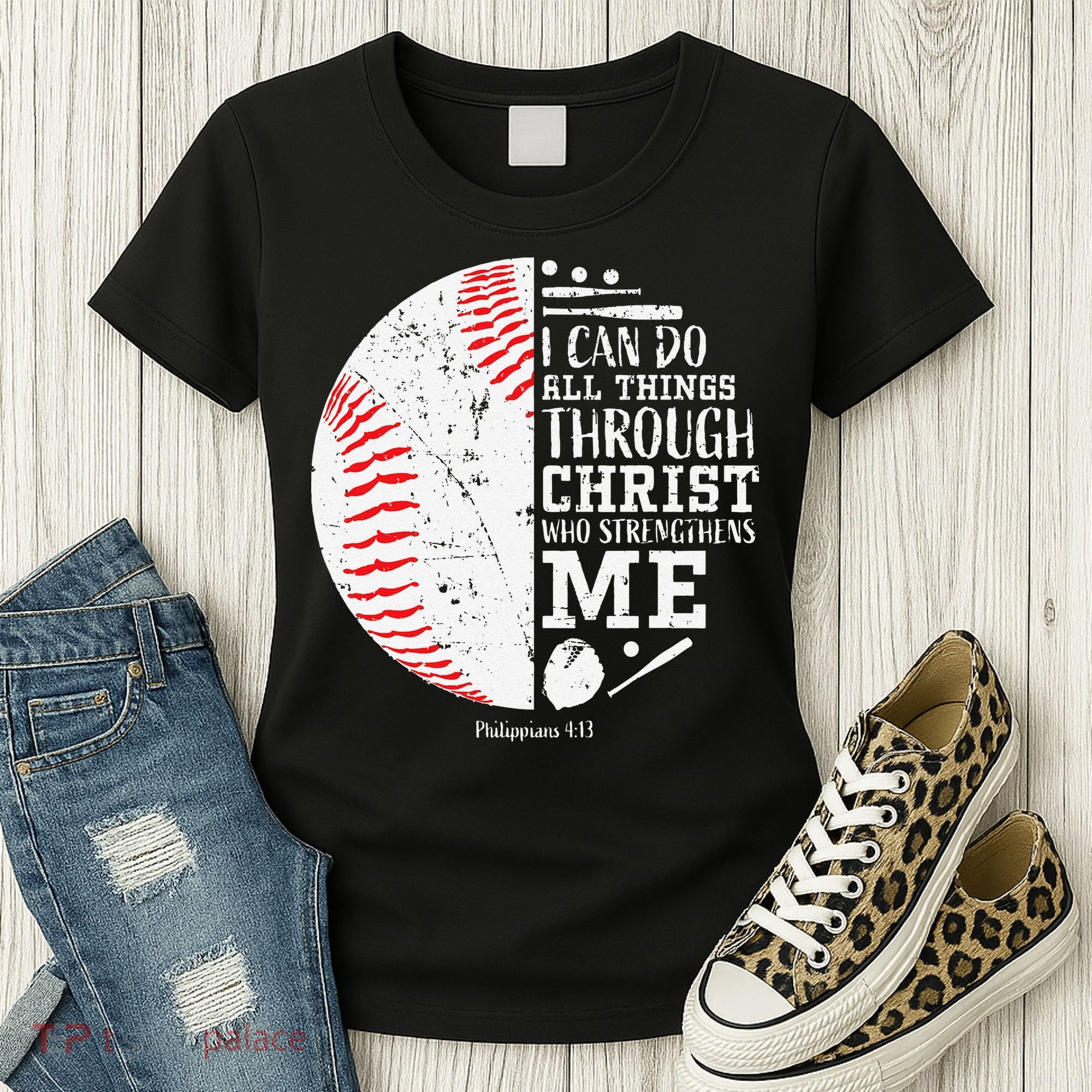 Cool Baseball Player Gifts Christian Bible Verse Women's T-Shirt