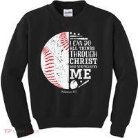 Cool Baseball Player Gifts Christian Bible Verse Kids Sweatshirt thumb 0