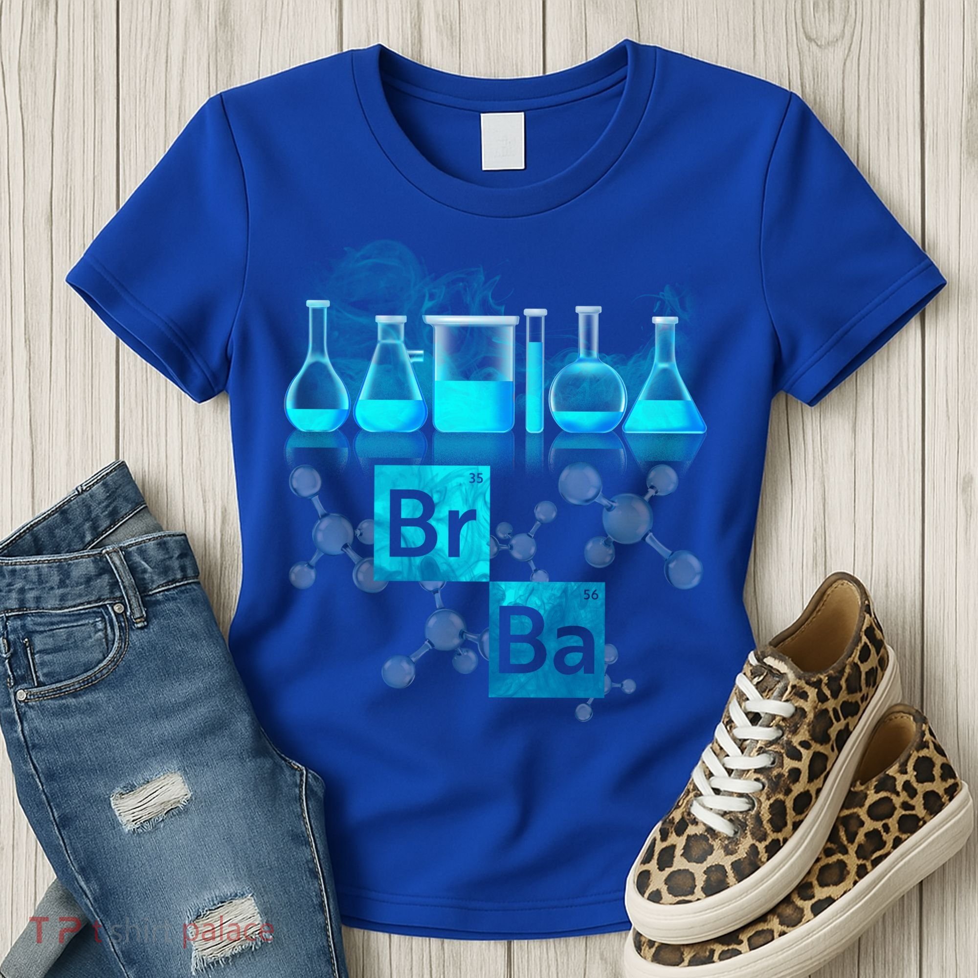 Chemistry Beakers Periodic Table Elements Br Ba Women's T-Shirt