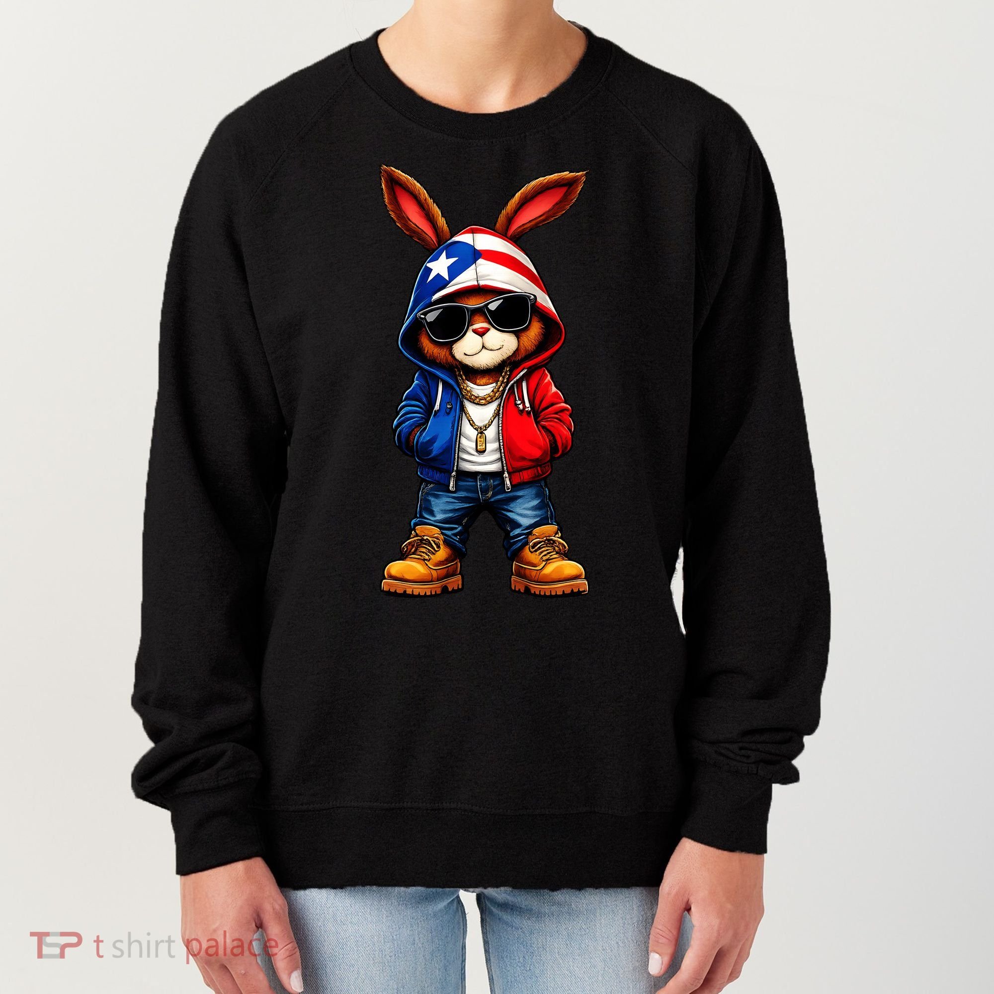 Cool Bunny Puerto Rican Flag Vibes Boricua  Women's Sweatshirt