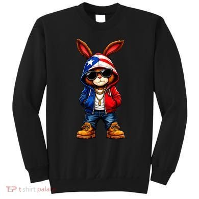 Cool Bunny Puerto Rican Flag Vibes Boricua  Sweatshirt