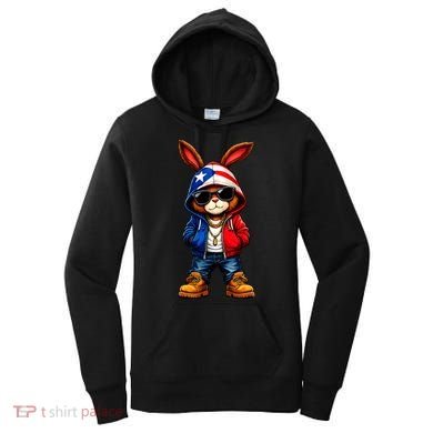 Cool Bunny Puerto Rican Flag Vibes Boricua  Women's Hoodie