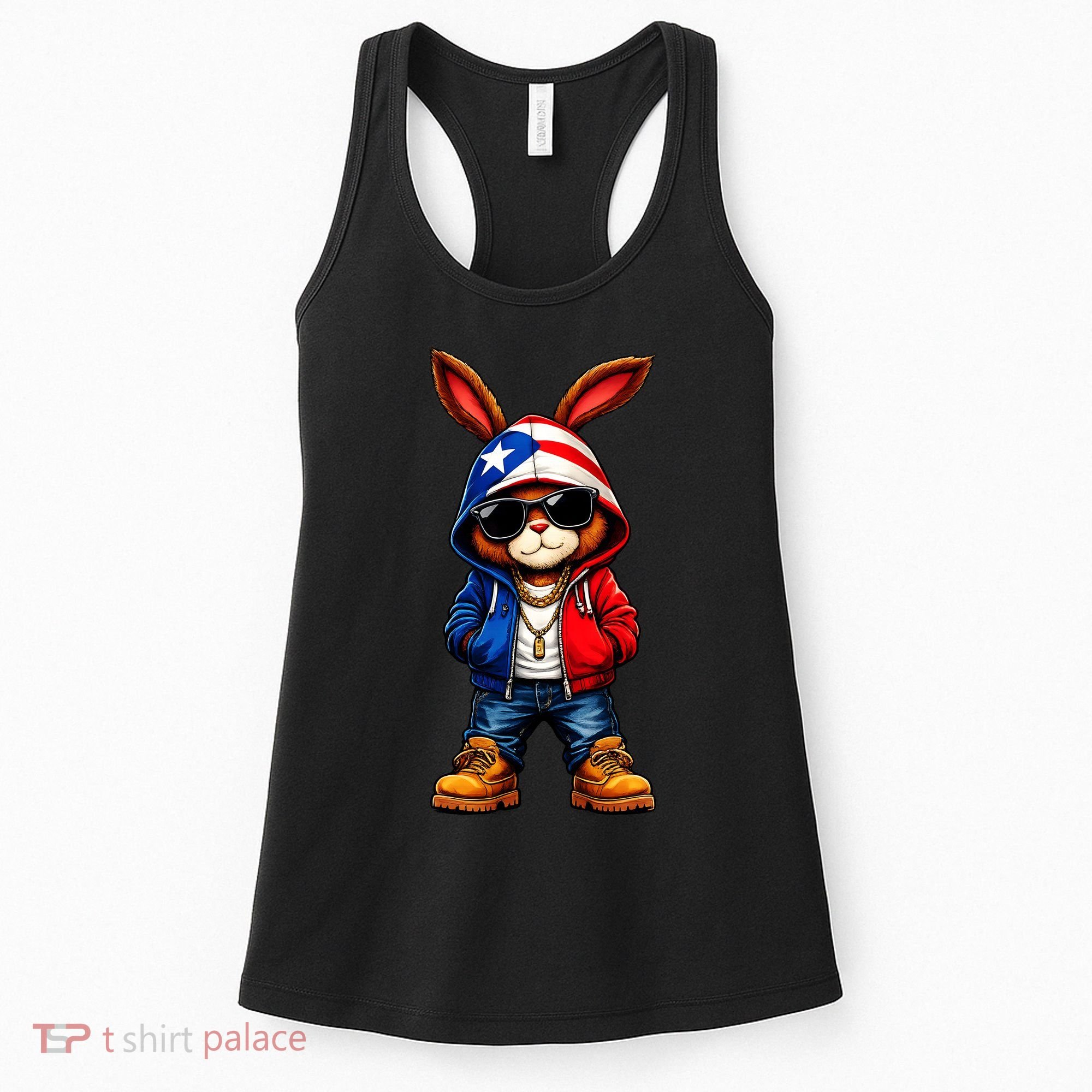 Cool Bunny Puerto Rican Flag Vibes Boricua  Women's Tank Top
