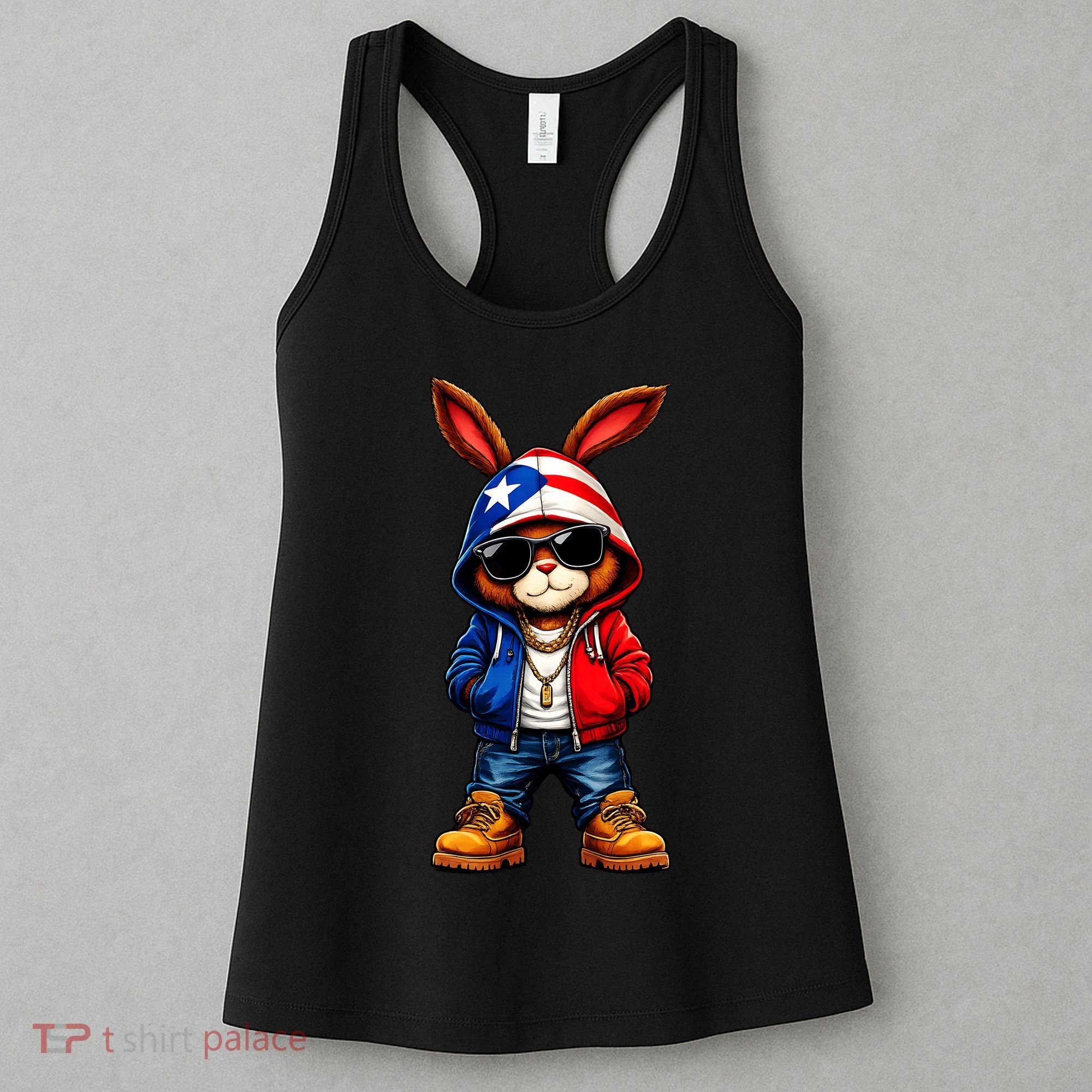 Cool Bunny Puerto Rican Flag Vibes Boricua  Women's Tank Top