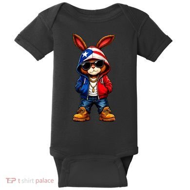 Cool Bunny Puerto Rican Flag Vibes Boricua  Baby Bodysuit
