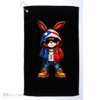 Cool Bunny Puerto Rican Flag Vibes Boricua  Golf Towel thumb 0