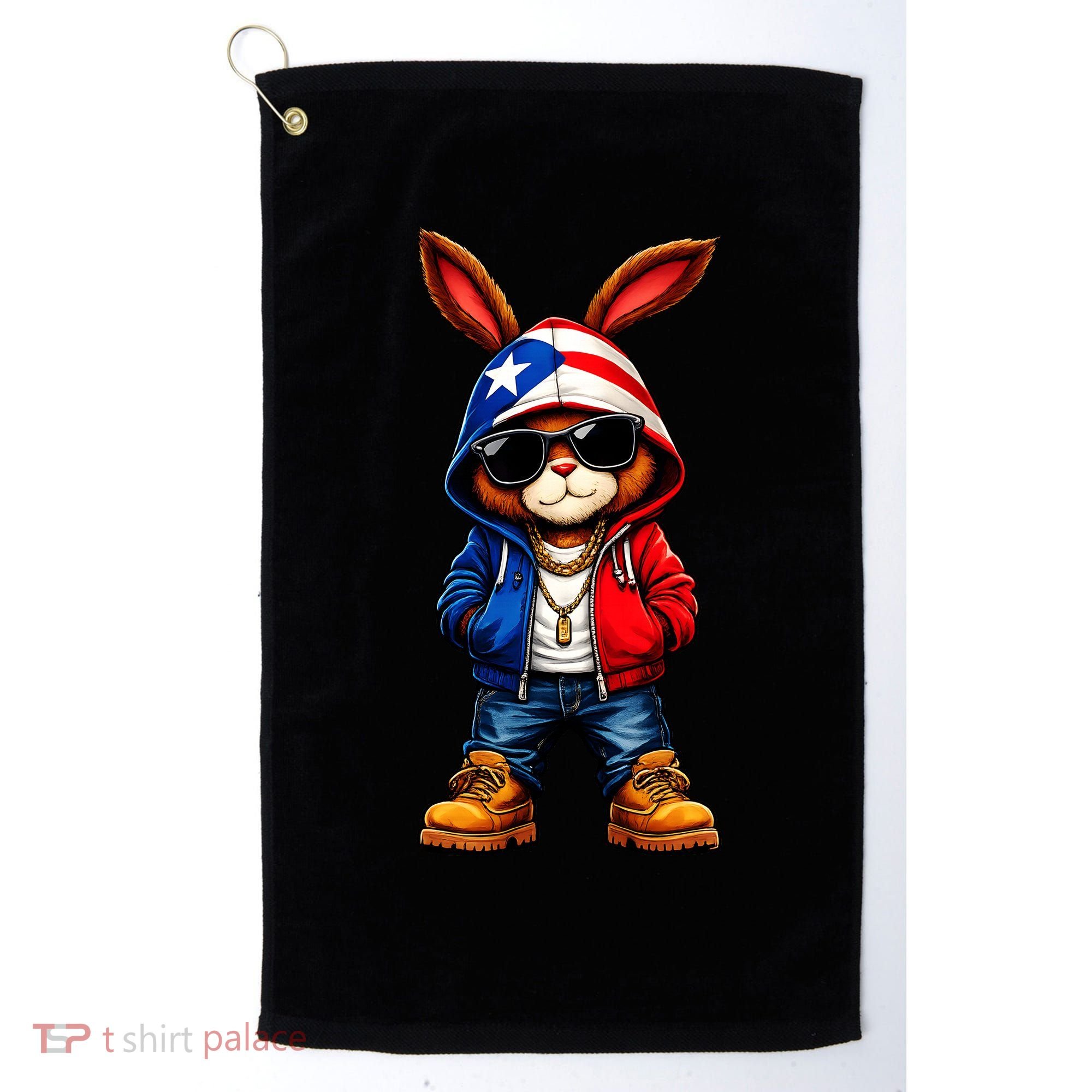 Cool Bunny Puerto Rican Flag Vibes Boricua  Golf Towel