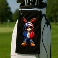 Cool Bunny Puerto Rican Flag Vibes Boricua  Golf Towel thumb 2