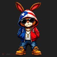 Cool Bunny Puerto Rican Flag Vibes Boricua  Golf Towel thumb 3