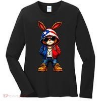 Cool Bunny Puerto Rican Flag Vibes Boricua  Women's Long Sleeve Shirt thumb 0