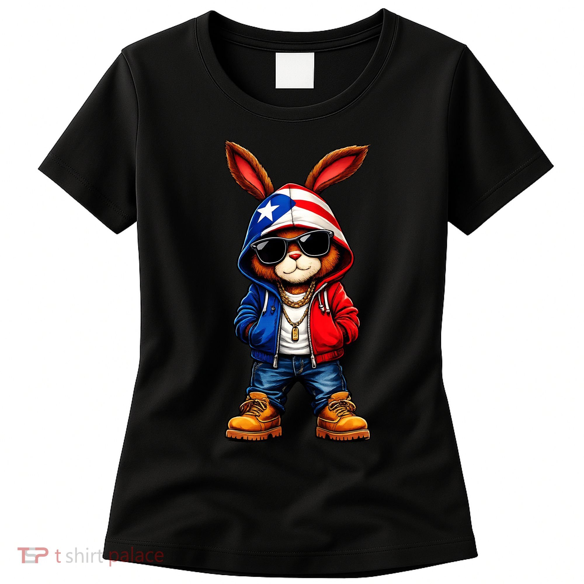 Cool Bunny Puerto Rican Flag Vibes Boricua  Women's T-Shirt