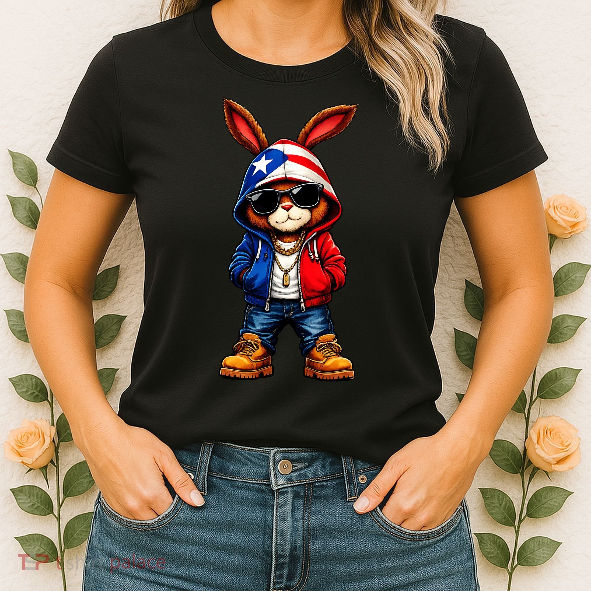 Cool Bunny Puerto Rican Flag Vibes Boricua  Women's T-Shirt