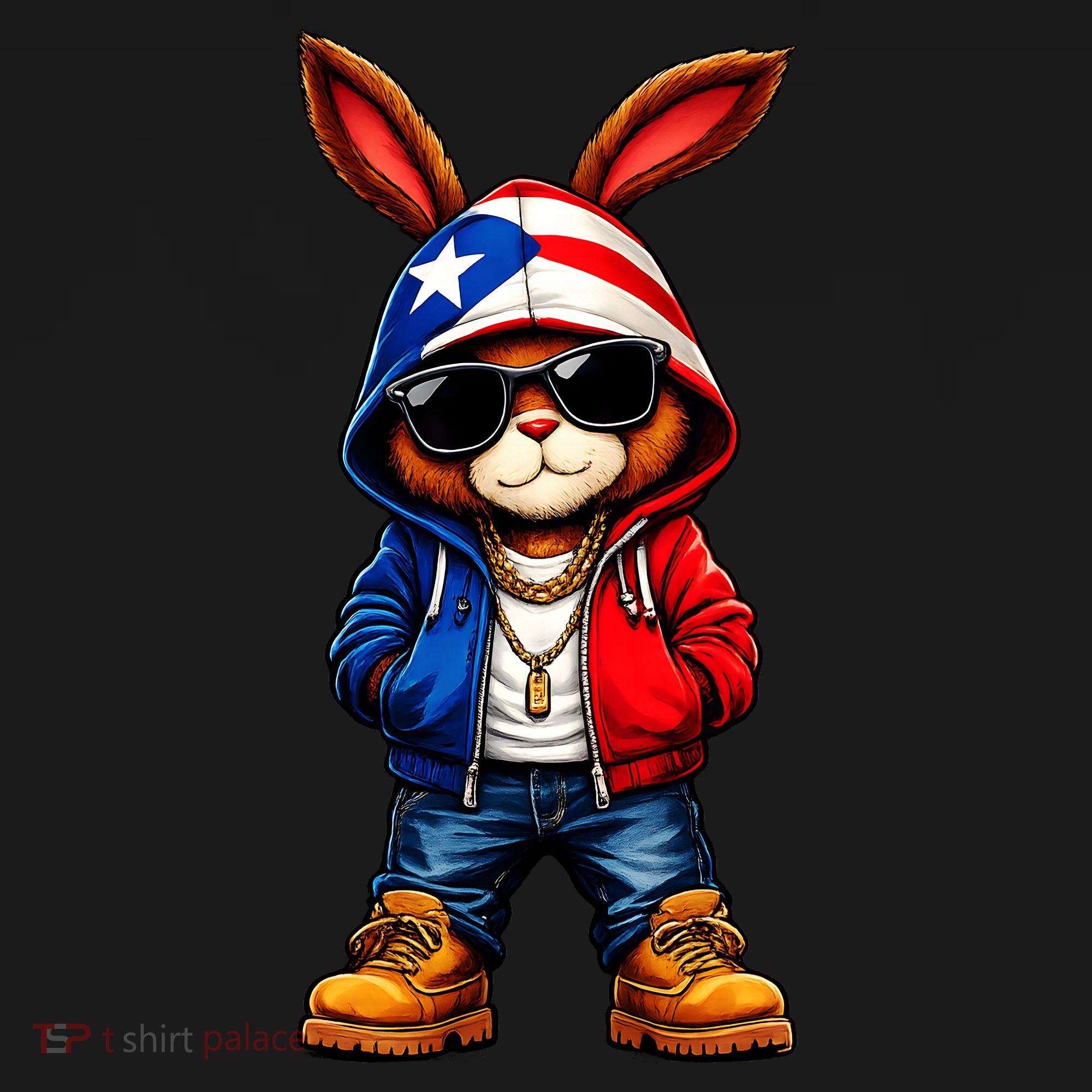 Cool Bunny Puerto Rican Flag Vibes Boricua  Women's T-Shirt