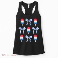 Coquette Bow Preppy 4th Of July Popsicle Bow Girl Women Women's Tank Top thumb 0