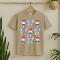 Coquette Bow Preppy 4th Of July Popsicle Bow Girl Women T-Shirt thumb 2