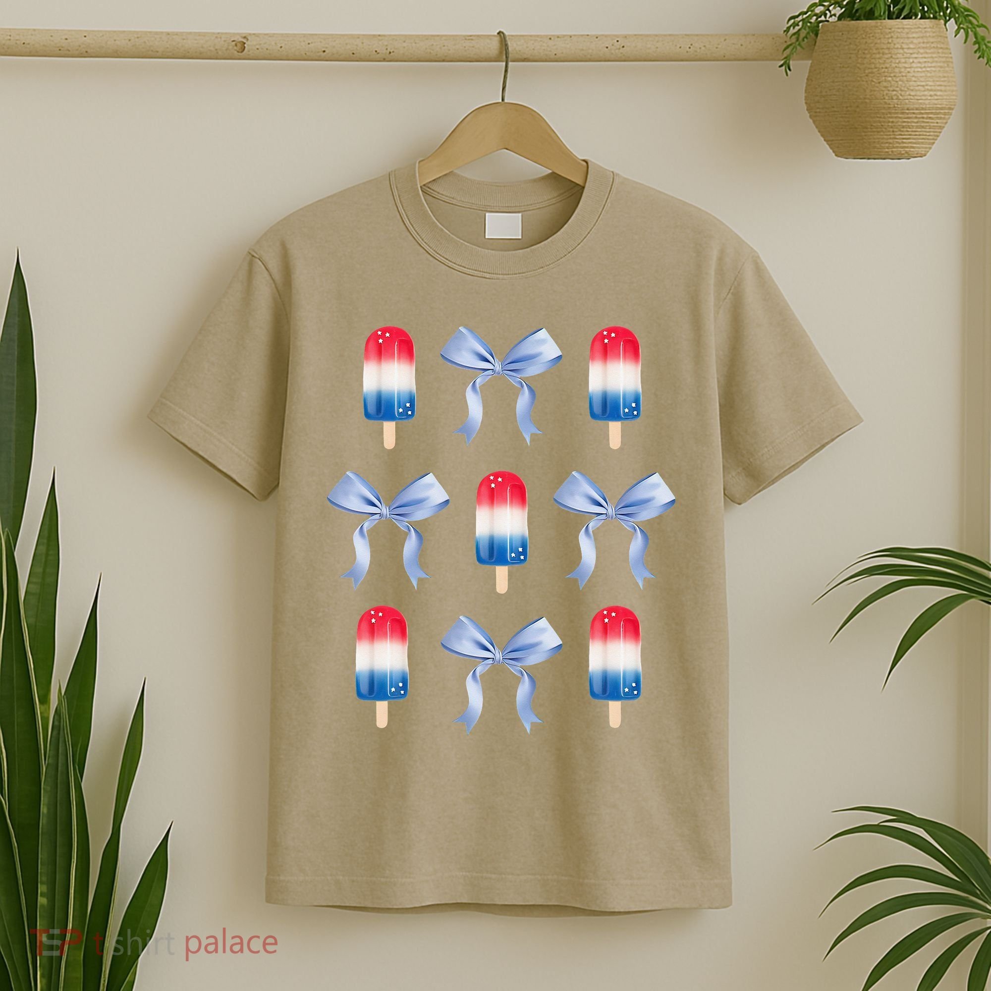 Coquette Bow Preppy 4th Of July Popsicle Bow Girl Women T-Shirt