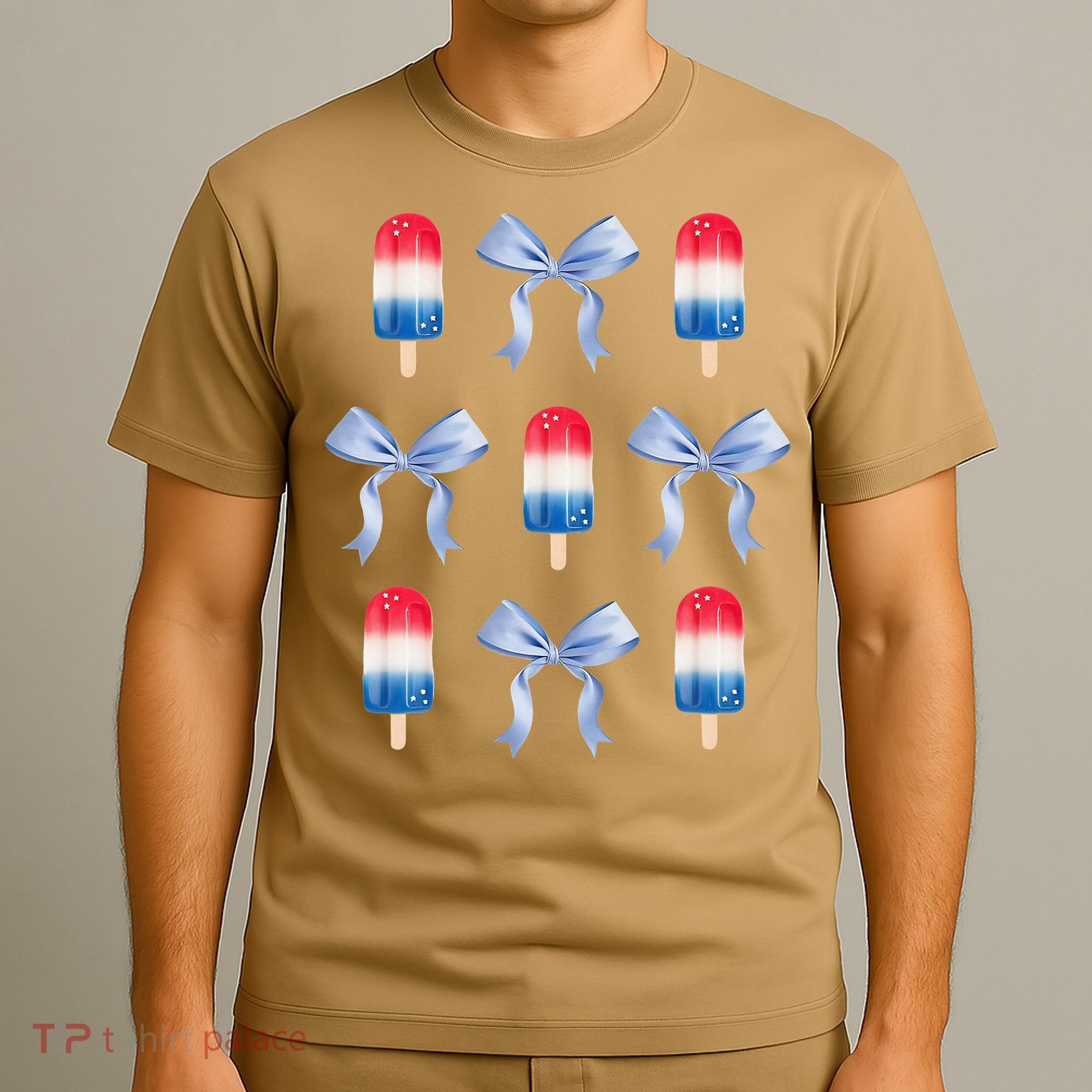 Coquette Bow Preppy 4th Of July Popsicle Bow Girl Women T-Shirt