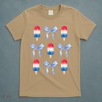 Coquette Bow Preppy 4th Of July Popsicle Bow Girl Women T-Shirt thumb 5
